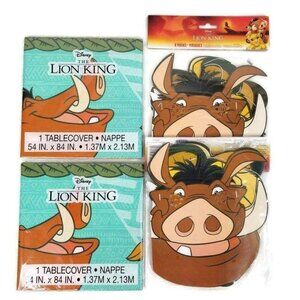 Disney Lion King Party Supply Bundle Masks Tablecloths Simba Rafiki Timon Pumbaa